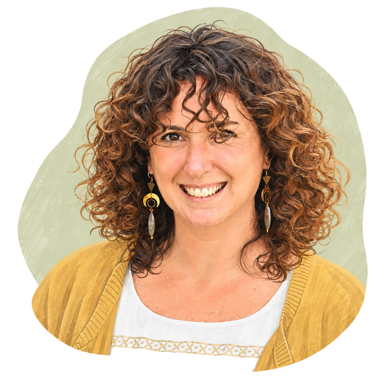 Illustrated portrait of board member Andrea