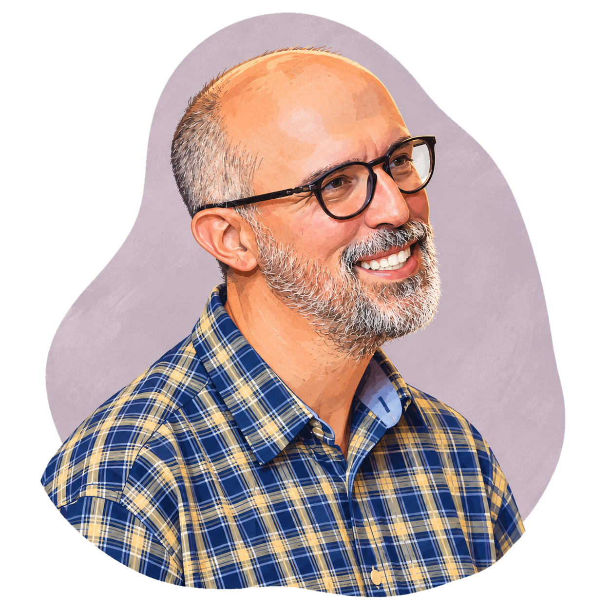 Illustrated portrait of board member Scott